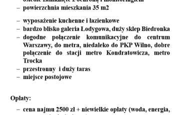 Zdjęcie główne ogłoszenia WYNAJEM CICHEGO MIESZKANIA NA ZACISZU   W WARSZAWIE