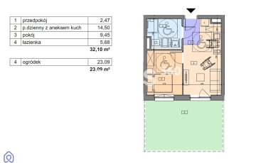 Zdjęcie główne ogłoszenia 2 pok. z ogródkiem dla osób z niepełnosprawnością