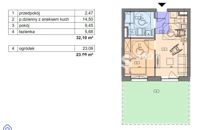 2 pok. z ogródkiem dla osób z niepełnosprawnością | Zdjęcie główne